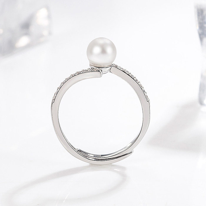 Anel de pérola de diamante moda coreana anel de pérola de ouro 14k personalidade joias simples