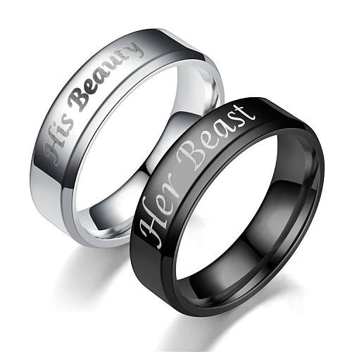 Couronne de Couple, nouveaux anneaux biseautés en acier inoxydable, TP190418118109