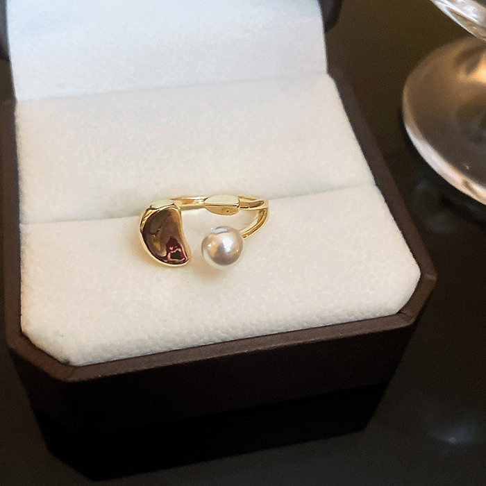 Mode coeur forme fleur noeud noeud cuivre perle placage incrustation Zircon anneau ouvert 1 pièce