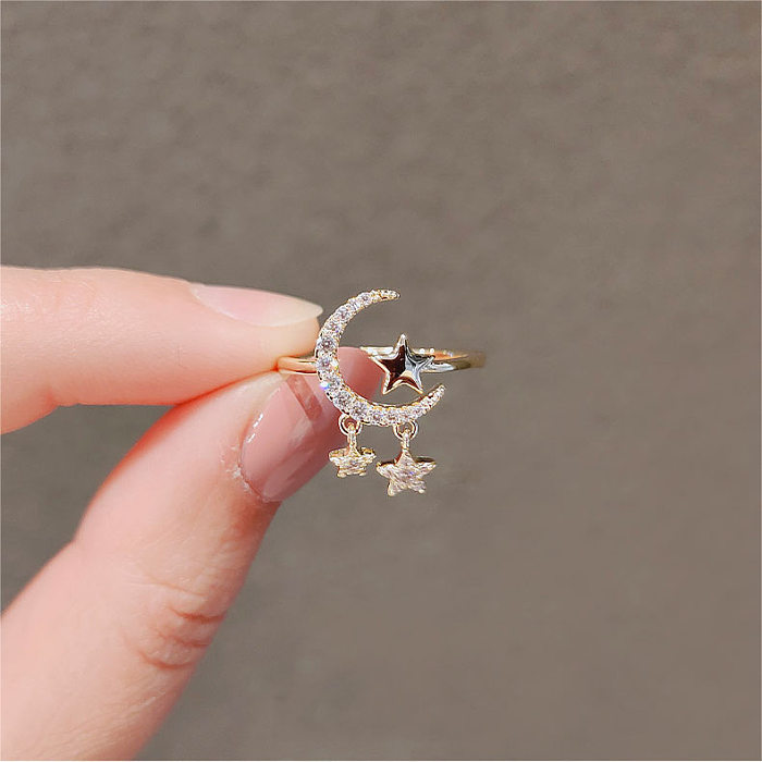 Elegant Lady Geometric Copper Plating Inlay Opal Zircon White Gold Plated Gold Plated Open Ring