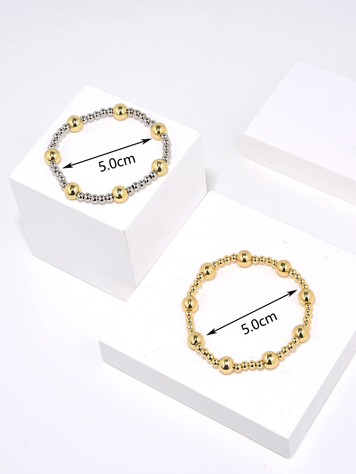 Retro Classic Style Round Copper Beaded Handmade Plating Gold Plated Bracelets