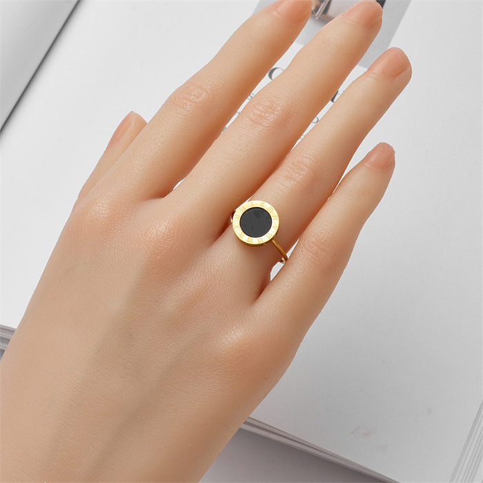 Simple Style Round Titanium Steel Plating Gold Plated Rings