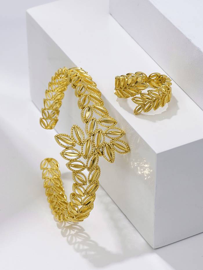 Colar de pulseiras banhado a ouro 18K com revestimento de cobre de grão streetwear