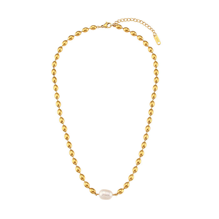 Retro geometrische Edelstahl-Halsketten-Perlen-Überzug-Edelstahl-Halsketten