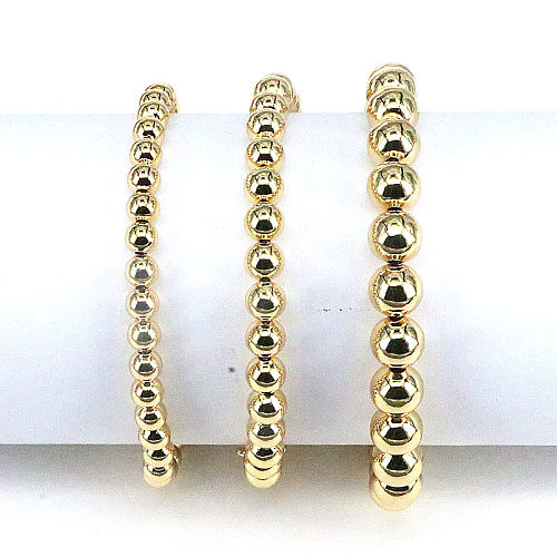 Bracelets Rétro Géométriques Ronds Perles en Cuivre Plaqué Or 1 Pièce