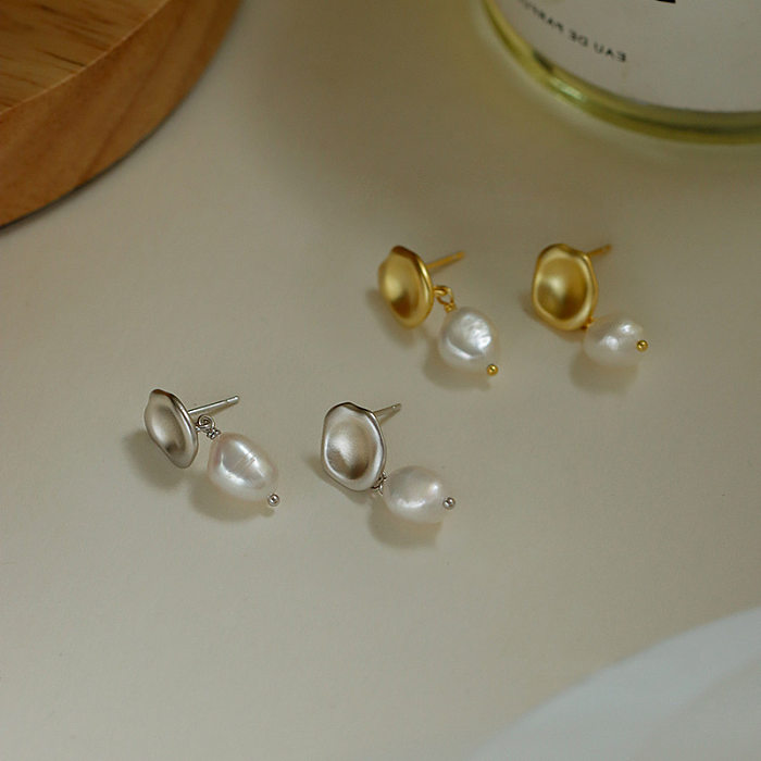 1 Pair Retro Commute Irregular Copper Pearl Plating White Gold Plated Gold Plated Drop Earrings