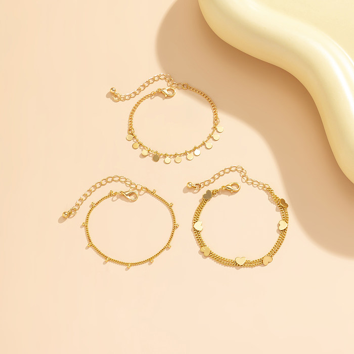 Bracelets en cuivre ronds en forme de cœur de style classique et simple