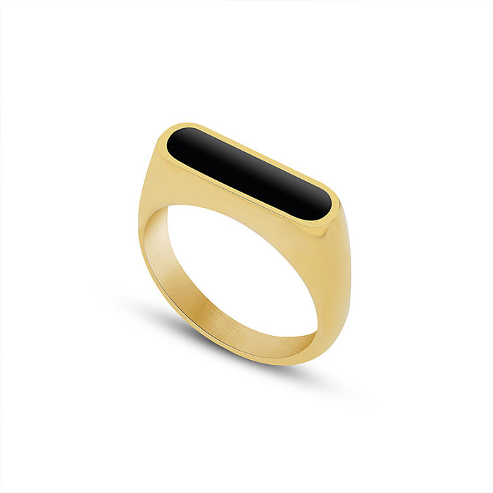 Europäischer und amerikanischer Schmuck, geometrischer Epoxid-Minimalist-Titanstahl-Ring aus 18 Karat echtem Gold