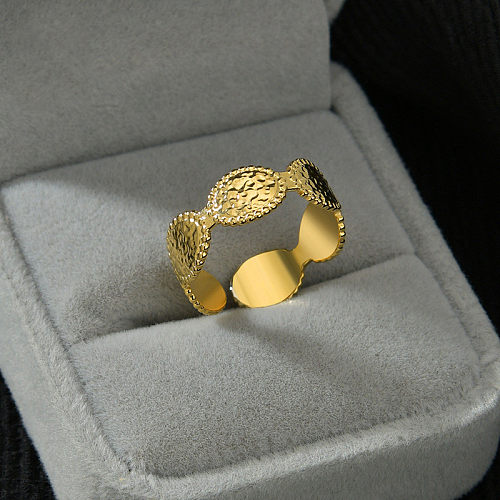 New Gold Oval Simple Stainless Steel Ring