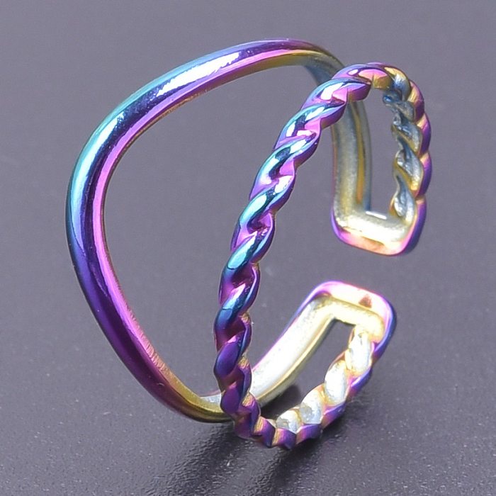 Anéis abertos casuais em forma de C em titânio e aço esmaltado