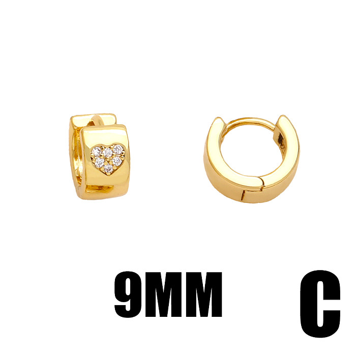 1 Pair Elegant Lady Simple Style Heart Shape Plating Inlay Copper Zircon 18K Gold Plated Earrings