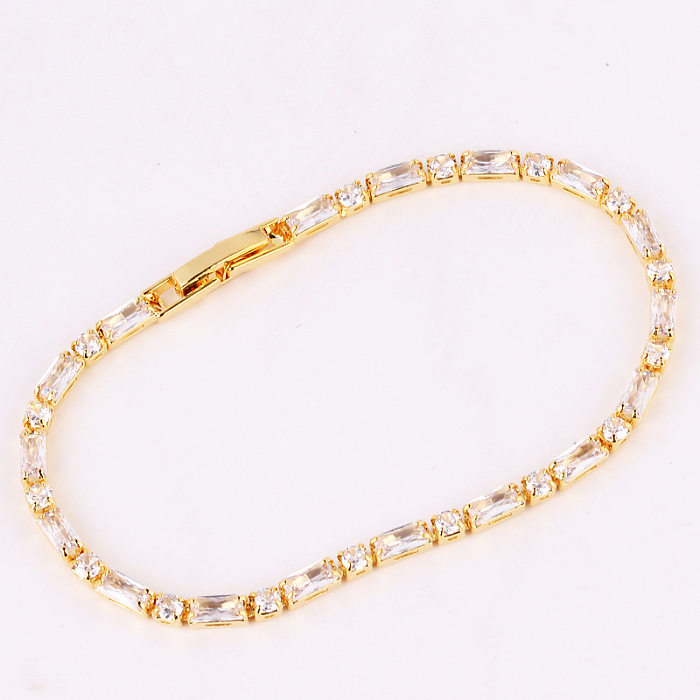 Retro-geometrische Kupfer-eingelegte Zirkon-Damen-Armband-Halskette