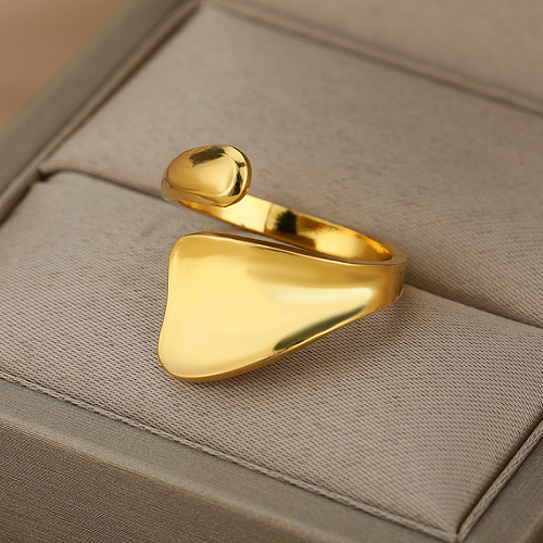 Atacado estilo vintage estilo simples cor sólida chapeamento de aço inoxidável 18K anéis abertos banhados a ouro