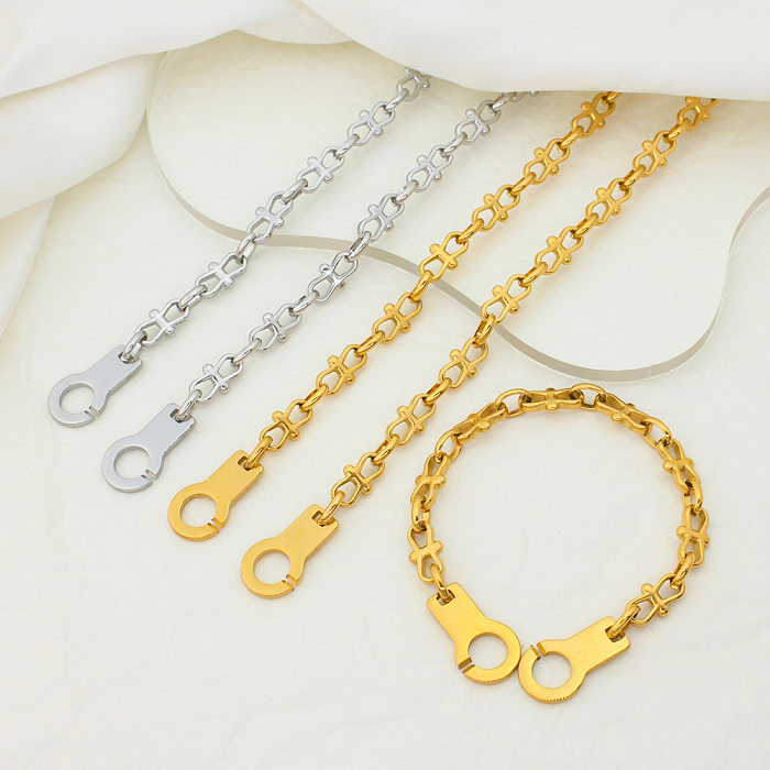 IG-Stil, einfacher Stil, einfarbig, Titan-Stahlbeschichtung, Armbänder, Halskette