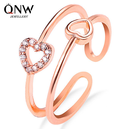 Nova moda amor zircão anel simples oco aberto anel atacado jóias