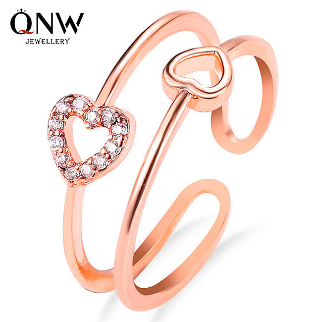 New Fashion Love Zircon Ring Simple Hollow Open Ring Wholesale jewelry