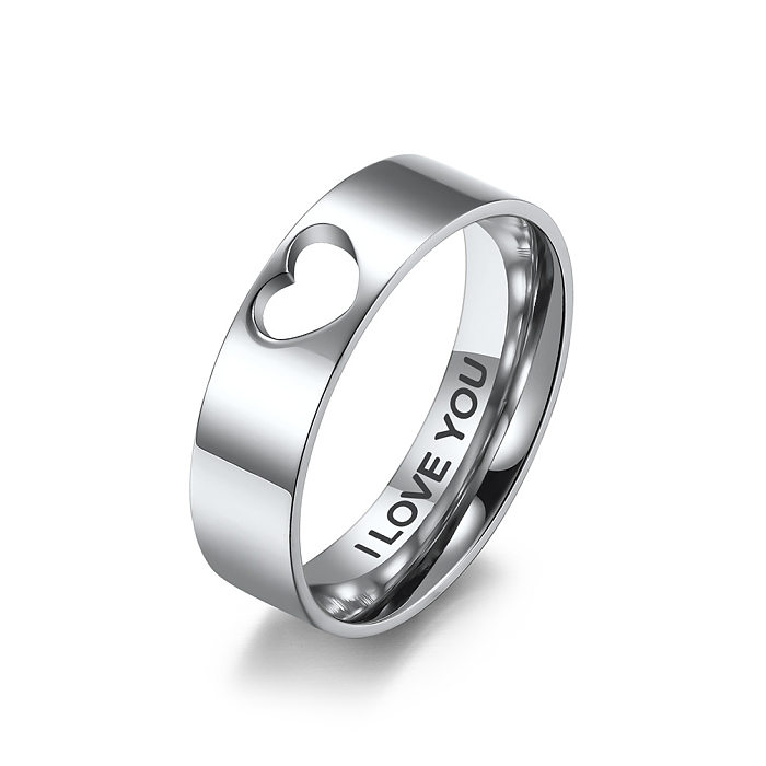 Fashion Heart-Shaped Hollow Men And Women Titanium Steel Ring