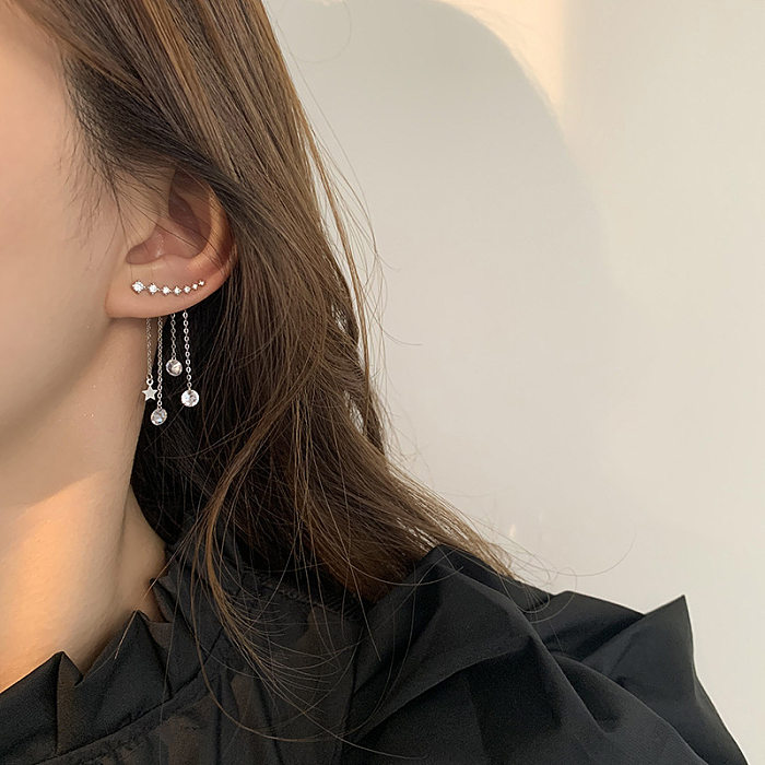 1 Pair Simple Style Commute Round Plating Inlay Copper Zircon Gold Plated Drop Earrings