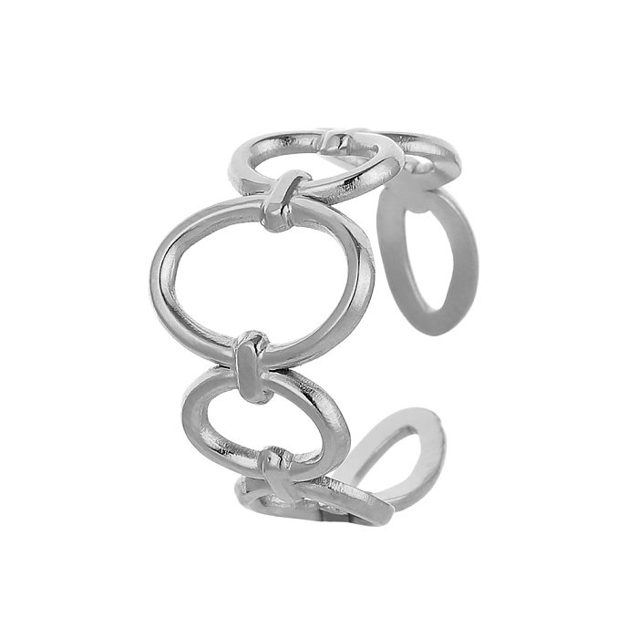 Anéis de cobre de anel aberto de aço titânio oval de estilo simples