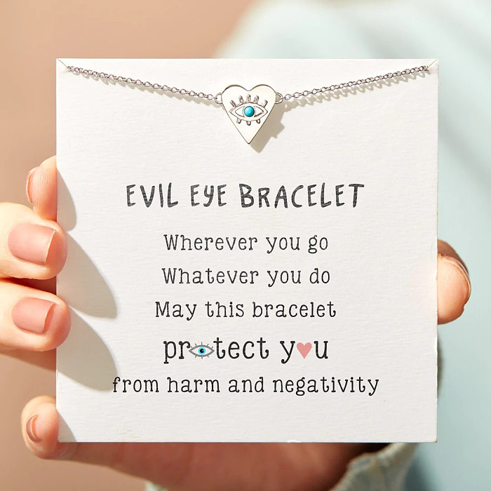 1 Piece Retro Devil'S Eye Heart Shape Copper Inlay Turquoise Bracelets