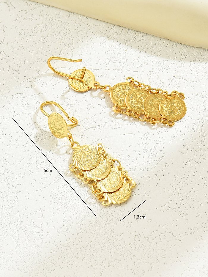 Boucles d'oreilles pendantes en cuivre plaqué or 1 carats, 18 paire de pièces de monnaie luxueuses de Style Vintage