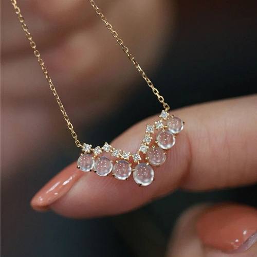 Collar de piedra de cristal de los diamantes artificiales de cobre del cuadrado redondo del estilo de hadas a granel