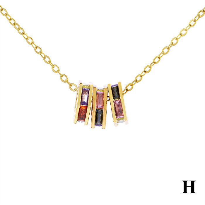 Schlichte, sechseckige Halskette mit Kupferbeschichtung und Zirkon-Inlay, 18 Karat vergoldet