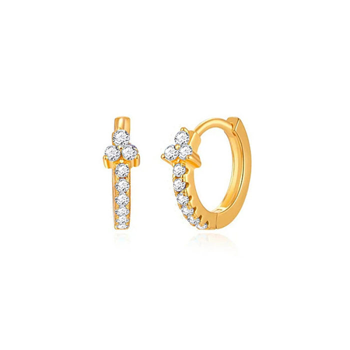 Foreign Trade European And American C-shaped Earrings Purple Zircon Earrings S925 Silver Needle Earrings Set