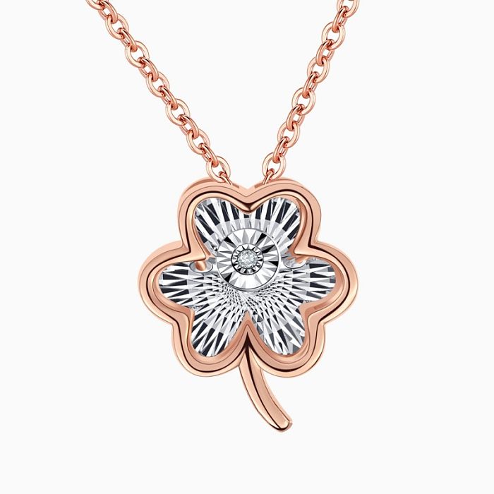 Collier avec pendentif en cuivre et diamant plaqué or rose, fleur décontractée, en vrac