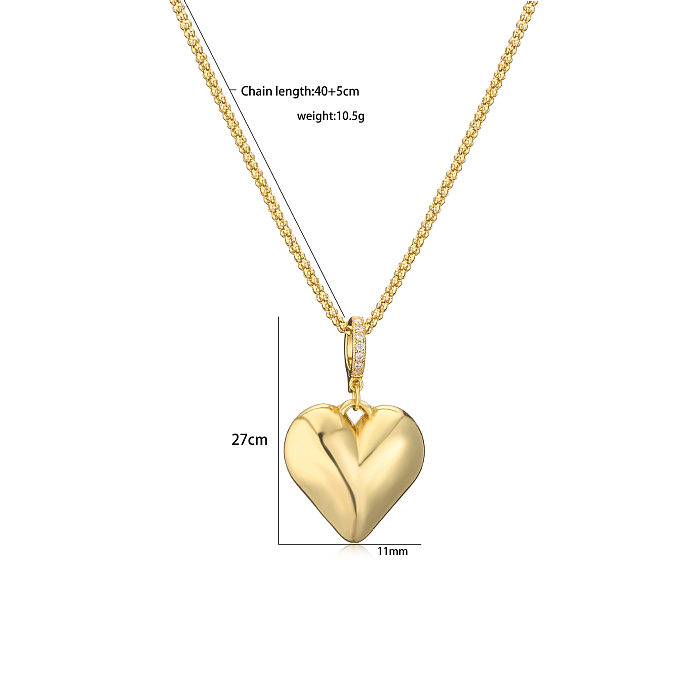 Conjunto de joyería para mujer con revestimiento de cobre en forma de corazón de estilo simple