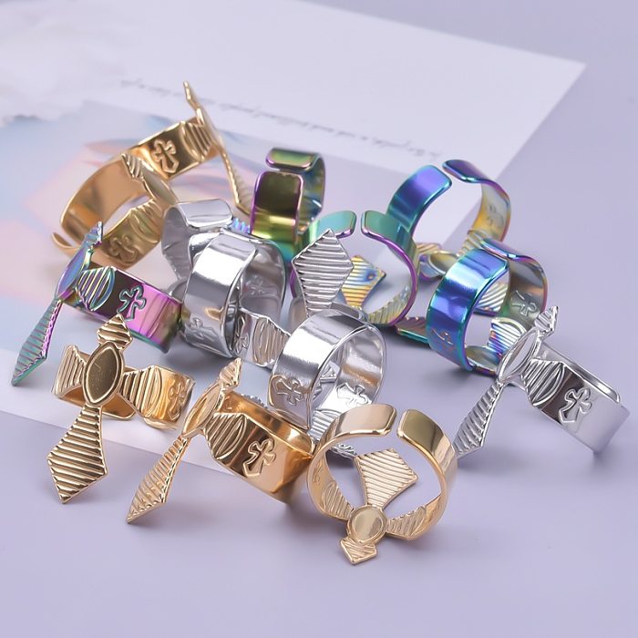 Wholesale Vintage Style Solid Color Tie Back Stainless Steel Plating Open Rings