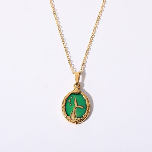 IG Style Simple Style Fish Tail Copper Enamel Plating 18K Gold Plated Pendant Necklace
