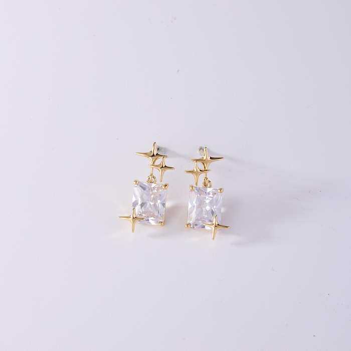 1 Pair Casual Simple Style Shiny Heart Shape Bow Knot Inlay Copper Zircon Drop Earrings Ear Studs