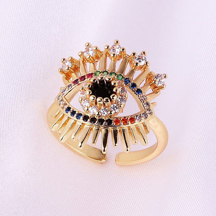 Fashion Eye Copper Plating Inlay Zircon Rings 1 Piece