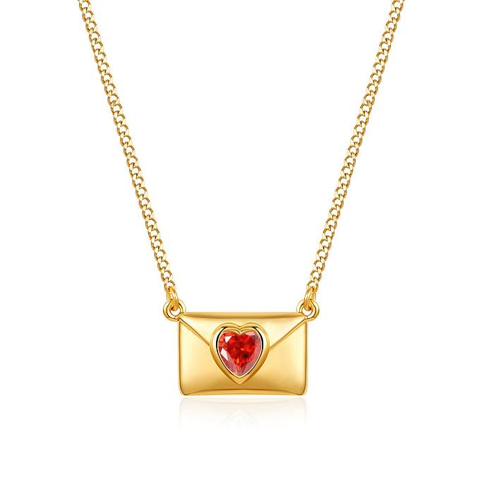 Colar de pulseiras banhado a ouro com revestimento de aço titânio em formato de coração estilo simples