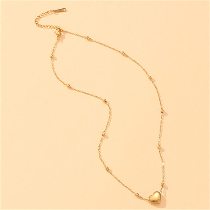Basic Lady Classic Style Heart Shape Copper Pendant Necklace