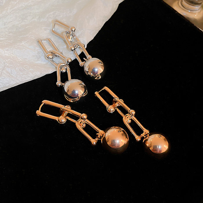1 Pair Simple Style Ball Plating Inlay Copper Drop Earrings