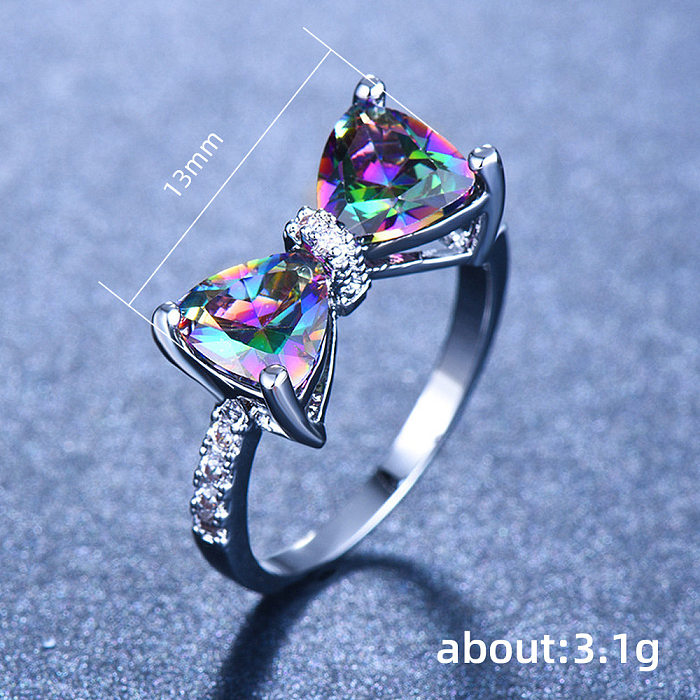 Luxurious Bow Knot Copper Inlay Zircon Rings