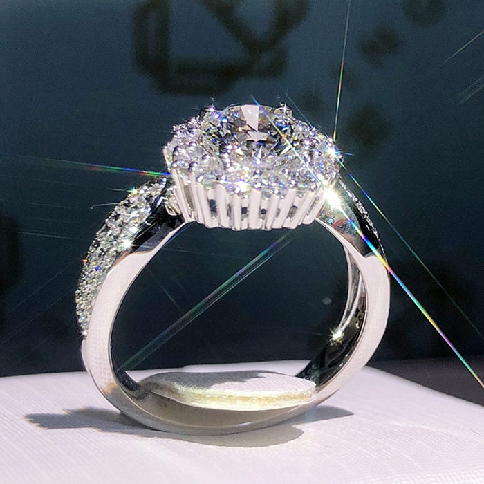 Exquisito anillo de cobre de circón con microincrustaciones Gypsophila, accesorios de boda de moda para mujer