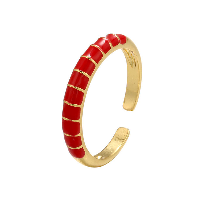 Cor vintage gotejamento óleo abertura geométrica ajustável anel de cobre jóias por atacado