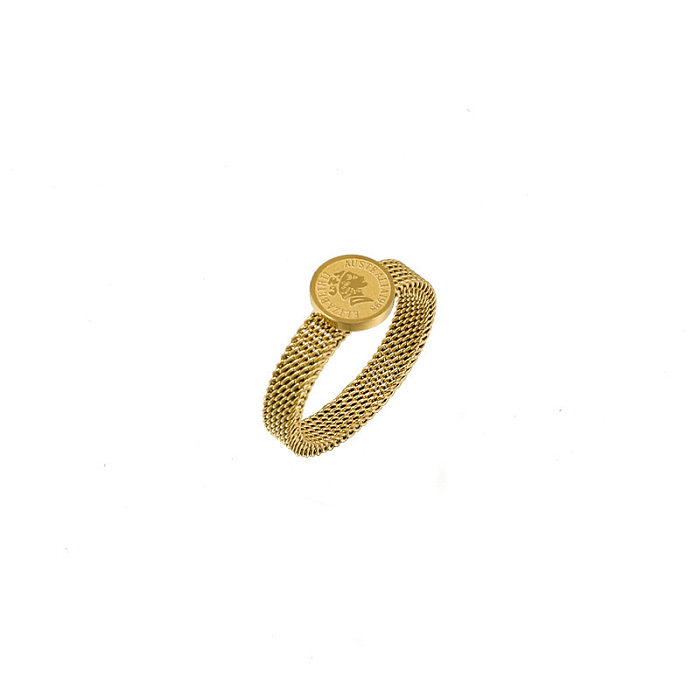 Commute Solid Color Titanium Steel Gold Plated Rings In Bulk