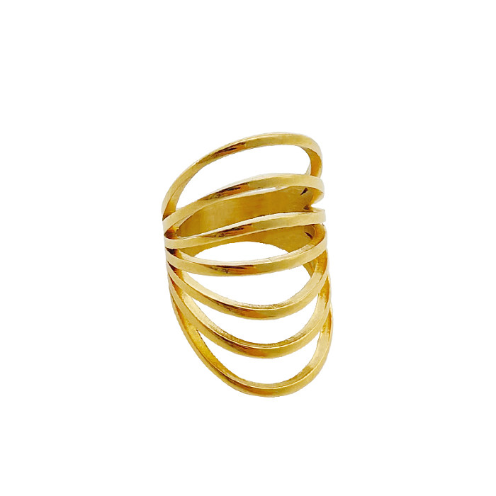 Artistic Solid Color Stainless Steel Gold Plated Rings In Bulk