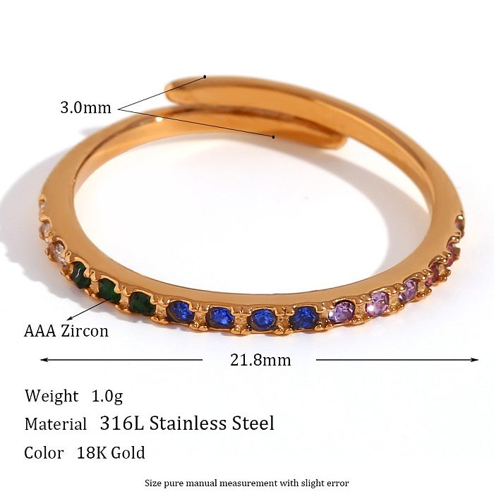 Vintage Style Classic Style Round Stainless Steel 18K Gold Plated Zircon Rings In Bulk