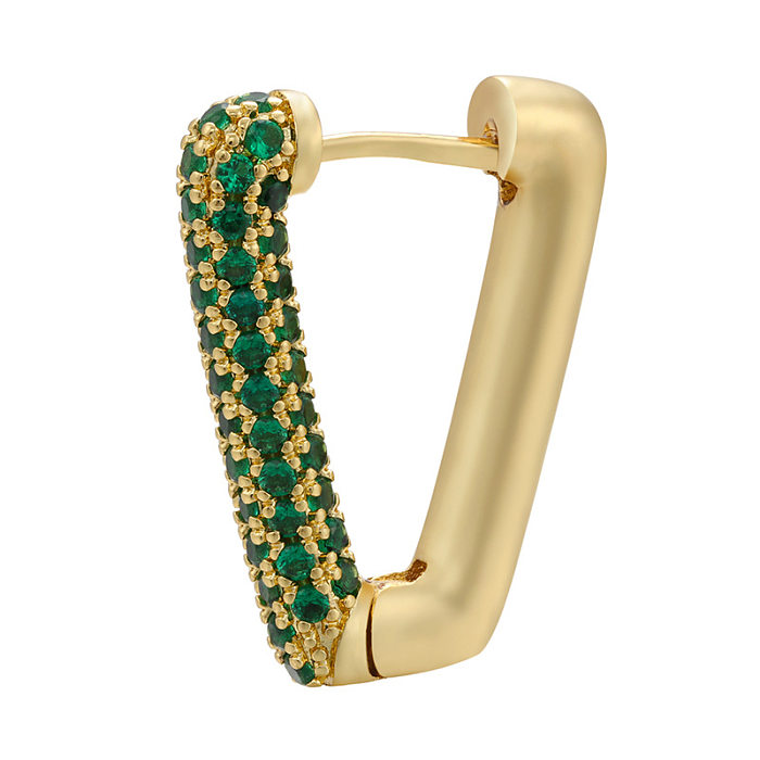 Simple Micro Inlaid Inverted Triangle Colored Diamond Ear Buckle Wholesale jewelry