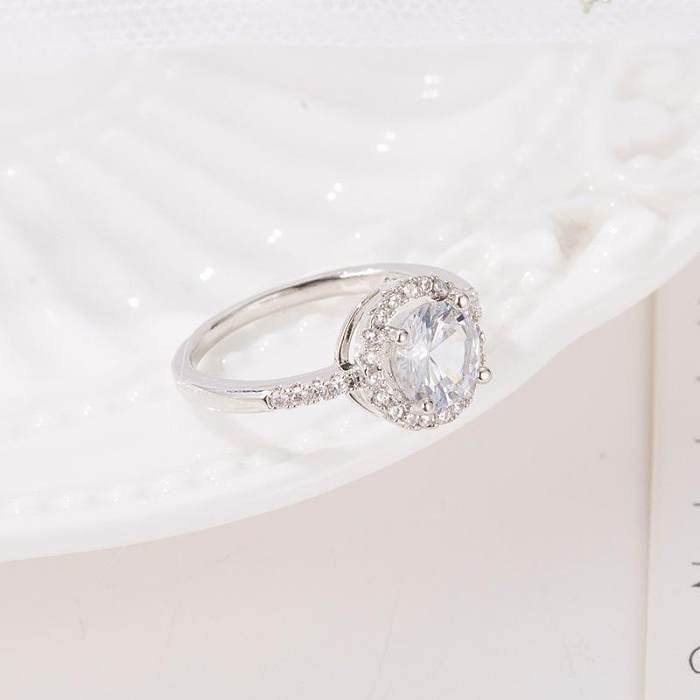 Anillo de circonio de cristal hecho a mano para parejas románticas con microincrustaciones, anillo de moda al por mayor