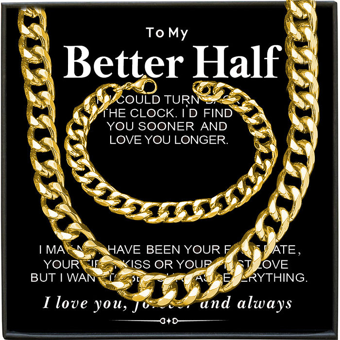 Hip-Hop-Armband-Halskette mit einfarbiger Edelstahlbeschichtung und vergoldeten Armbändern