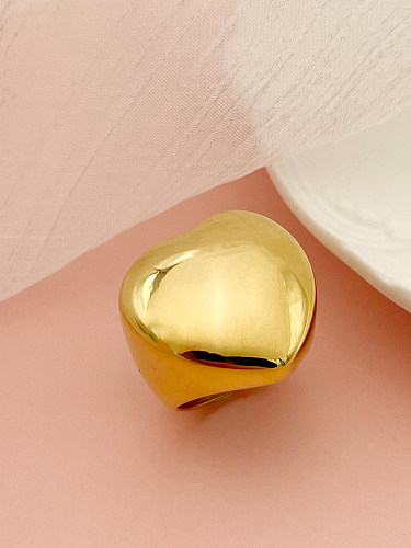 Anéis banhados a ouro de aço inoxidável em formato de coração elegante a granel