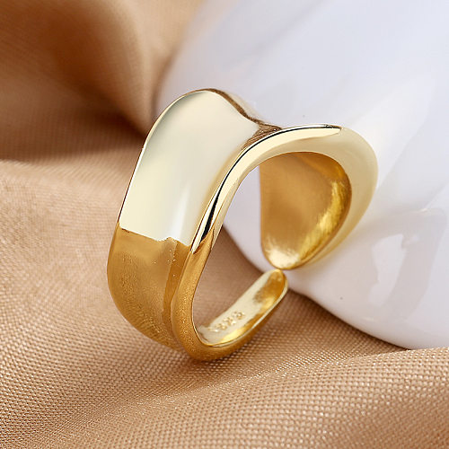 1 Piece Simple Style Solid Color Copper Plating Open Ring