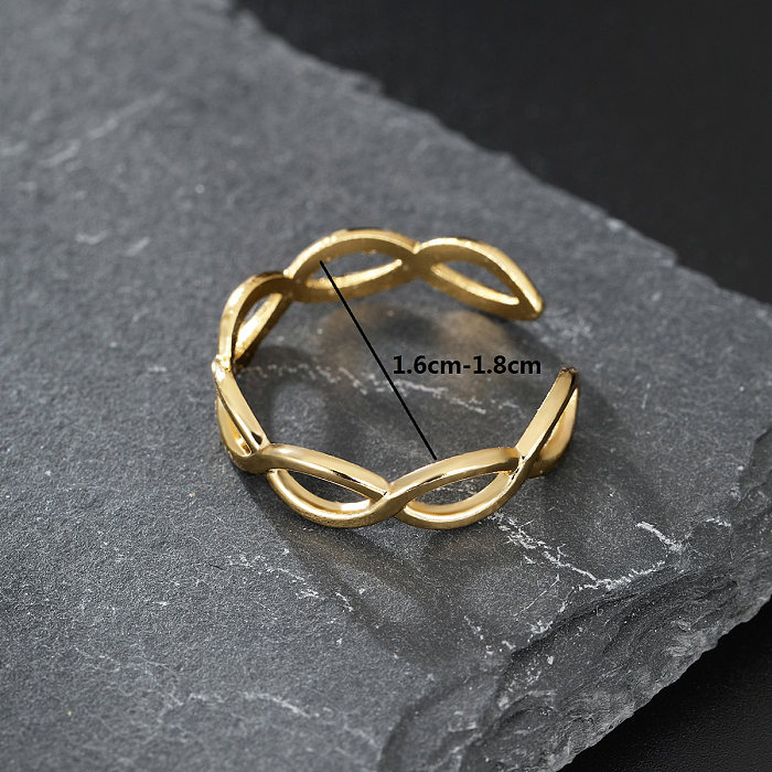 Elegant Letter Heart Shape Stainless Steel Criss Cross Plating Open Ring 1 Piece
