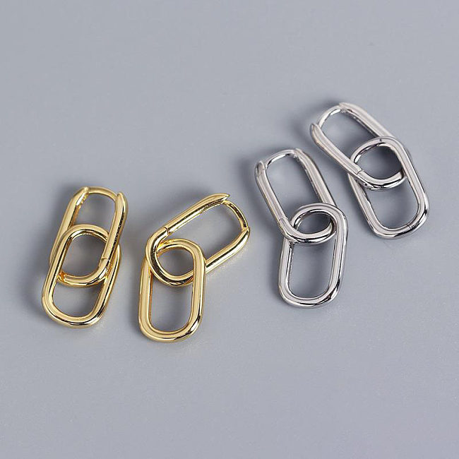 1 Pair Simple Style Oval Copper Plating 18K Gold Plated Drop Earrings